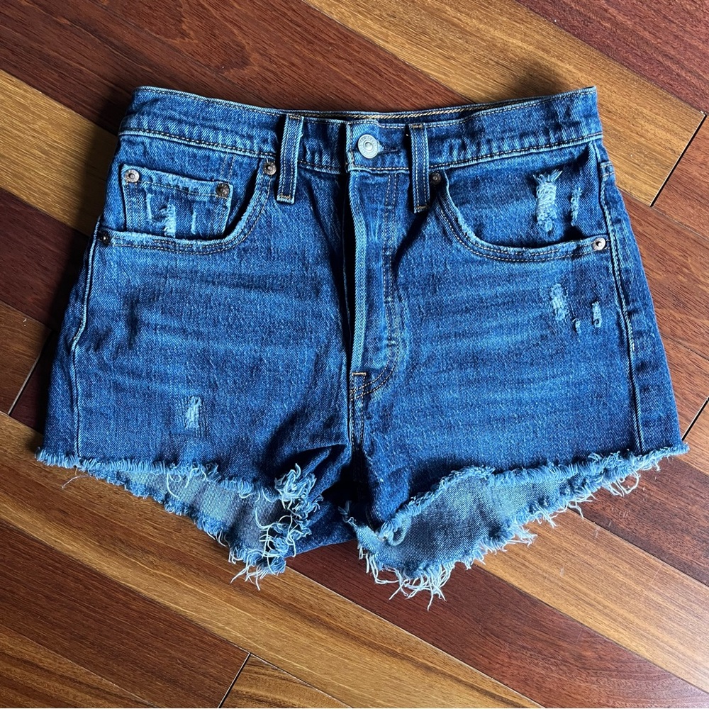 LEVI’S PREMIUM 501 CUT OFF SHORTS DENIM BUTTON FLY